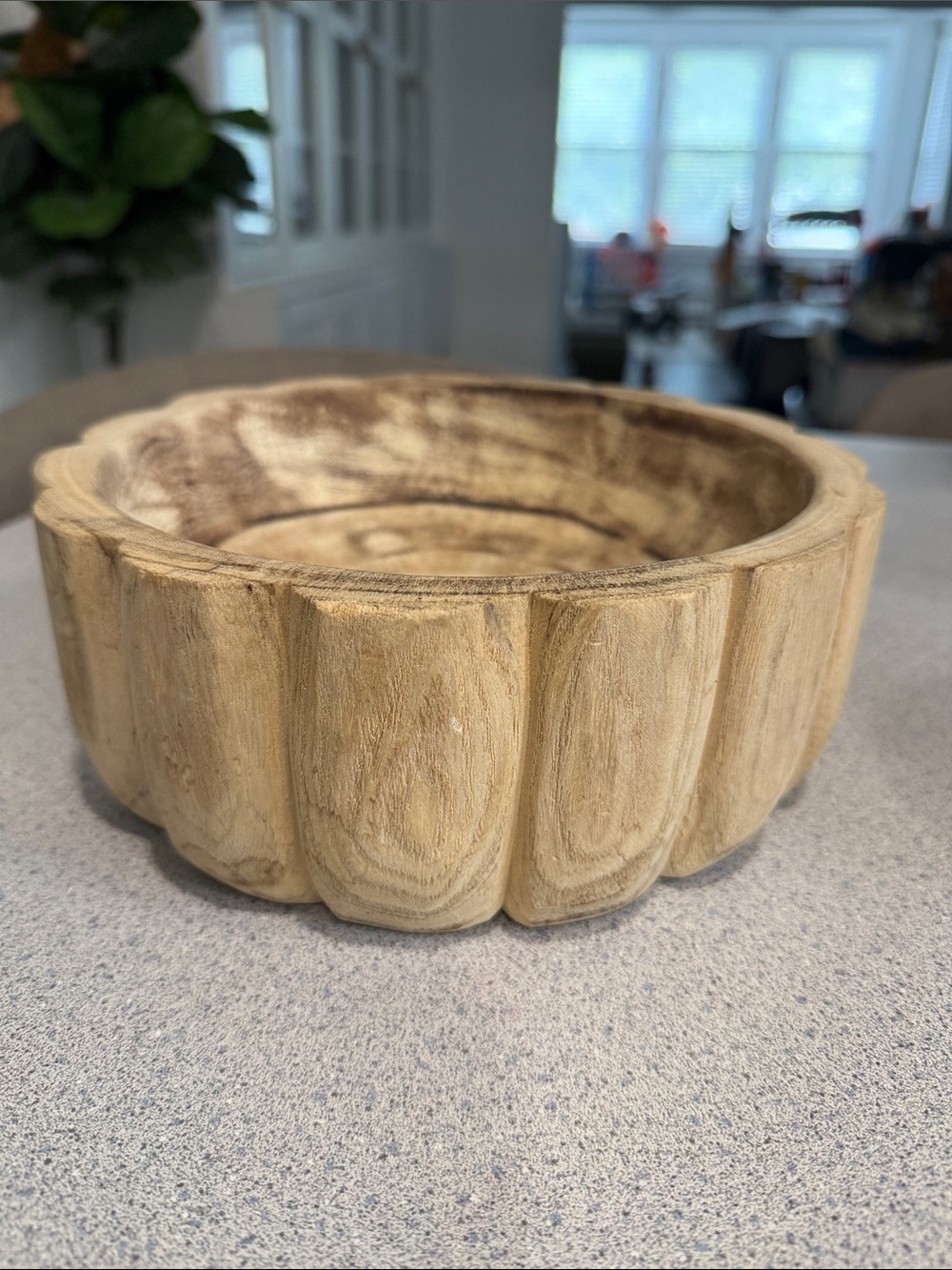 Carved Wood Bowl - Natural Light Wood
